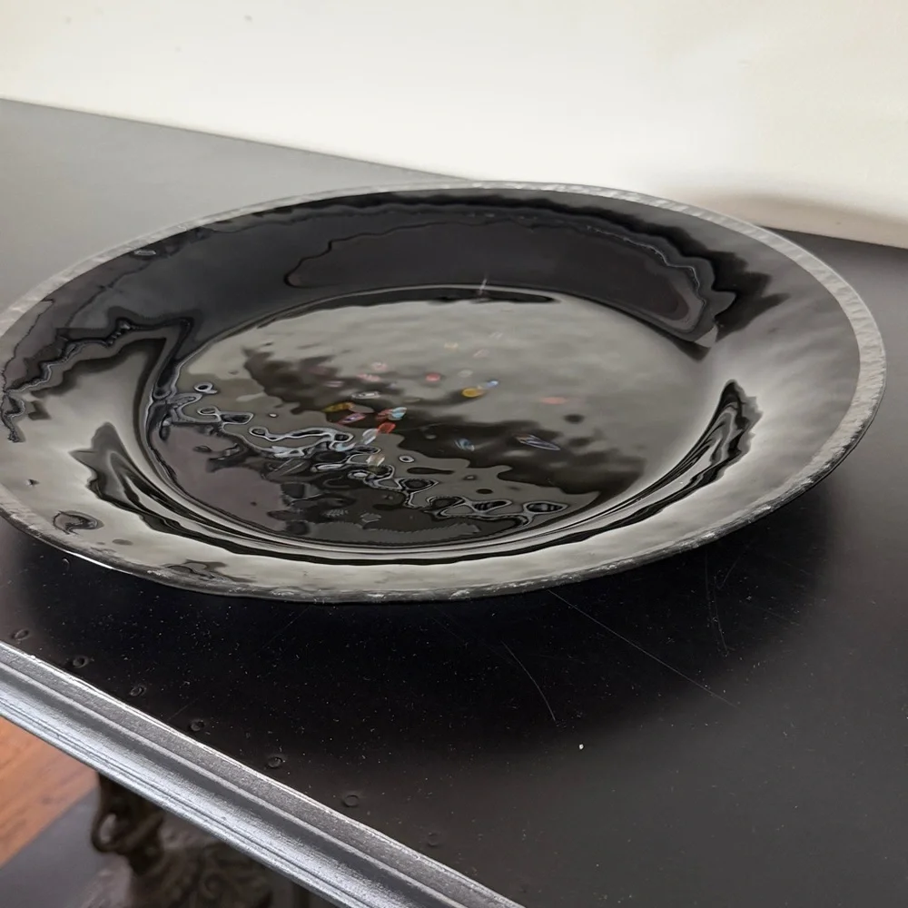 Crate & Barrel 16 inch Elegant Black Decorative Bowl